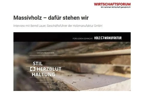 Pressebericht vom Wirtschaftsforum über unsere Schreinerei & Möbelmanufaktur bei Ludwigsburg