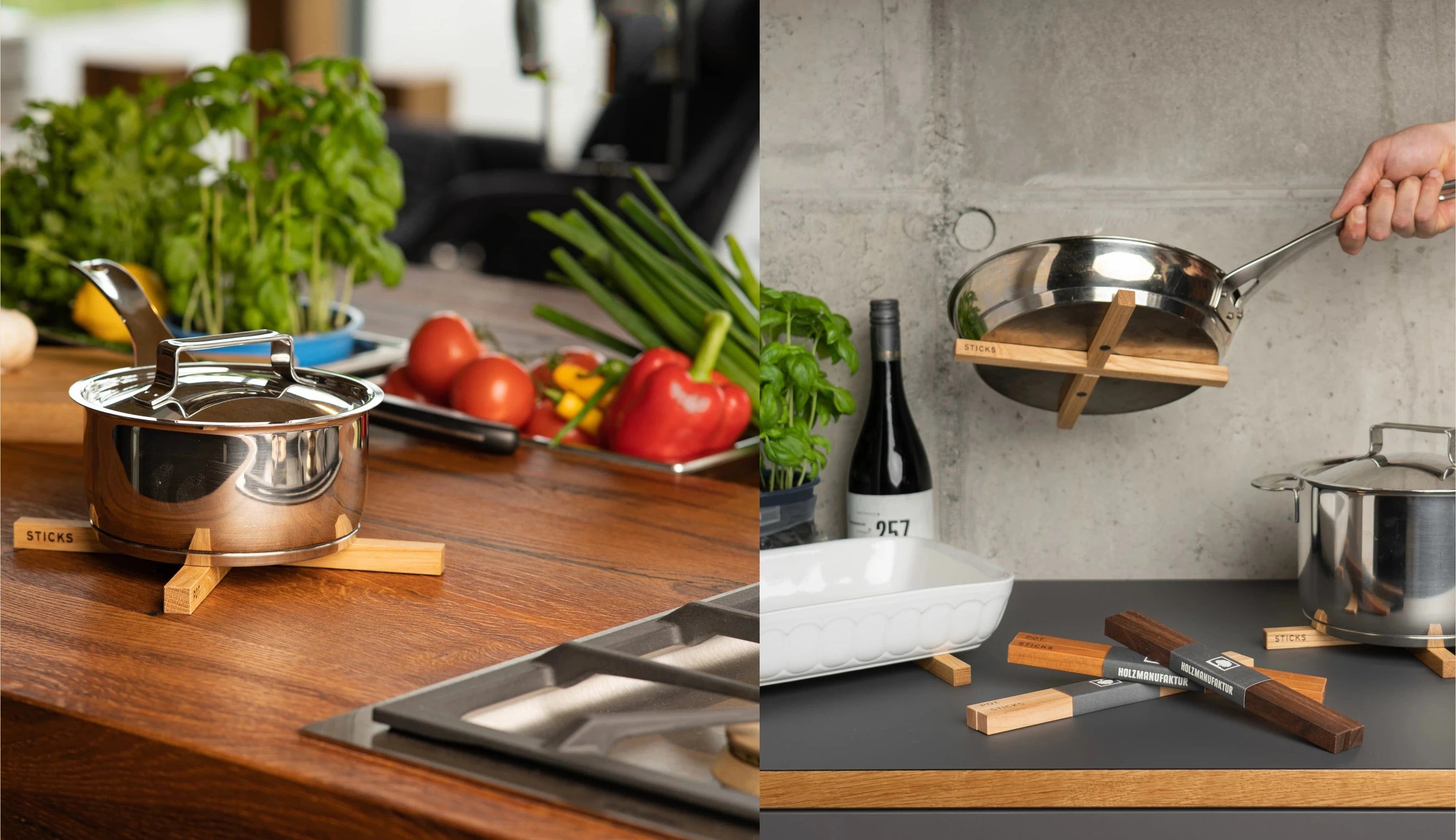 POT STICKS - Den magnetischen Topfuntersetzer aus Holz gibt es beim Küchenbauer in der Küchenausstellung bei Stuttgart