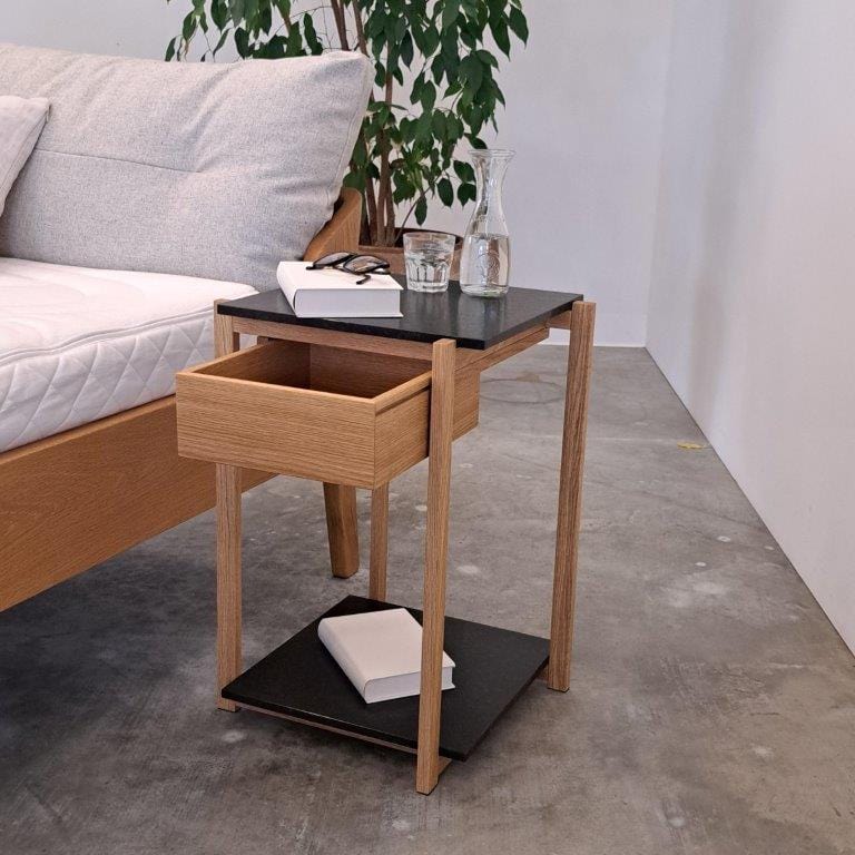 Holzmanufaktur Beistelltisch CONE Beistelltisch, Eiche & Granit