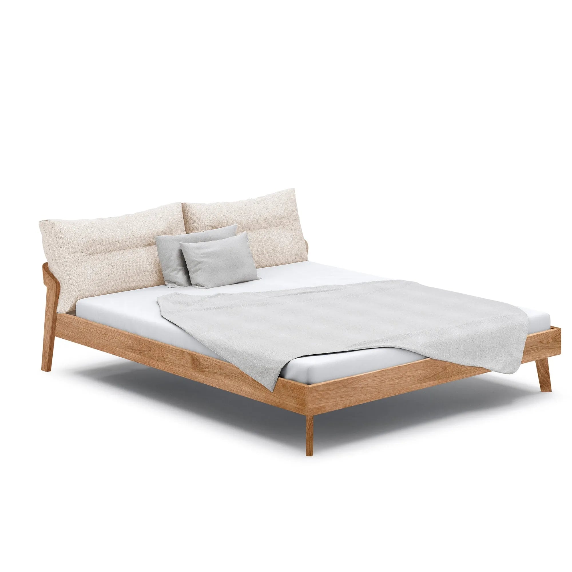 Holzmanufaktur AINO XL Bett - Eiche 180 x 200cm - Polsterkissen creme Bett AINO XL - Eiche 180 x 200cm - Polsterkissen creme