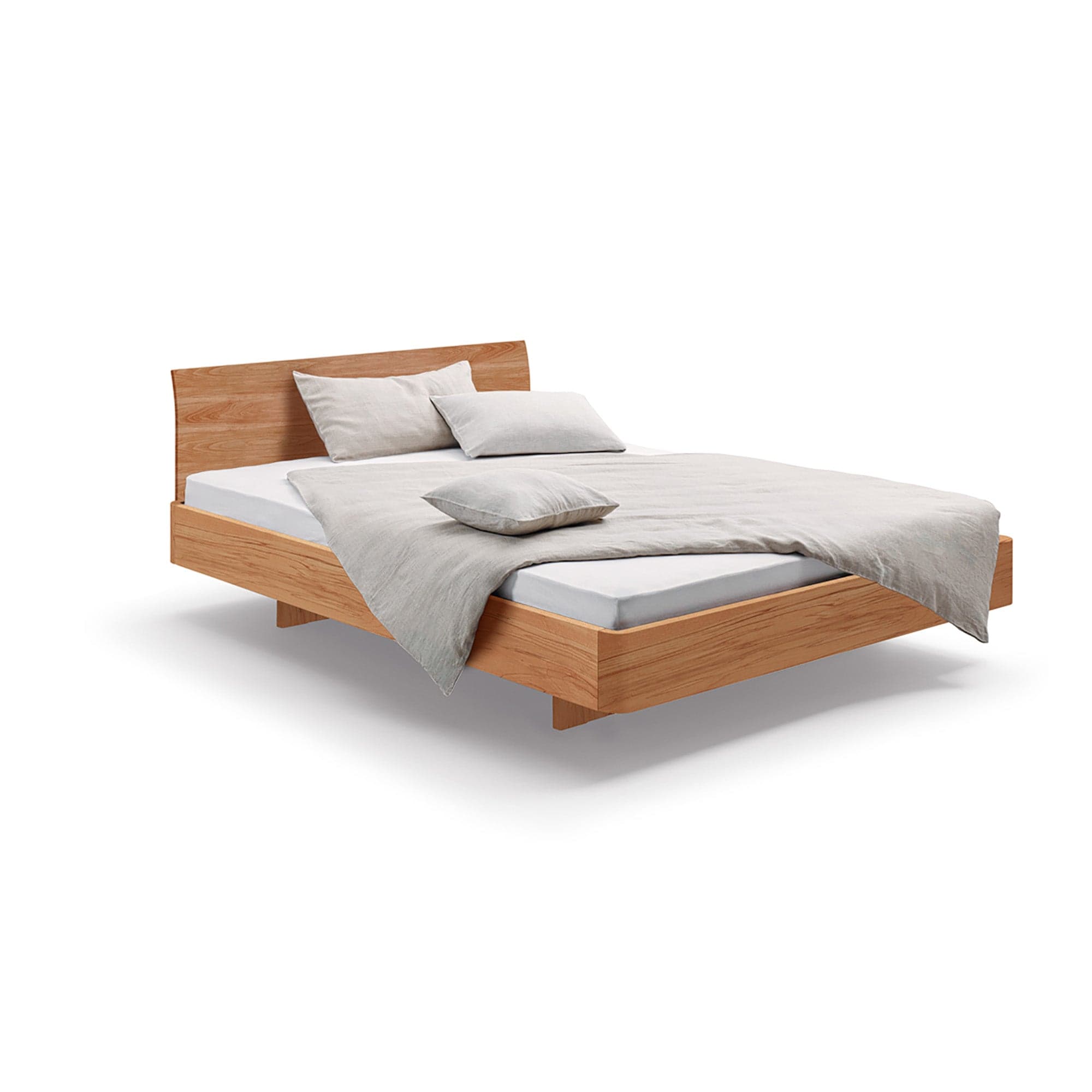 Hochwertiges Design Bett mit biologischer Oberfläche aus massiver Kern-Buche