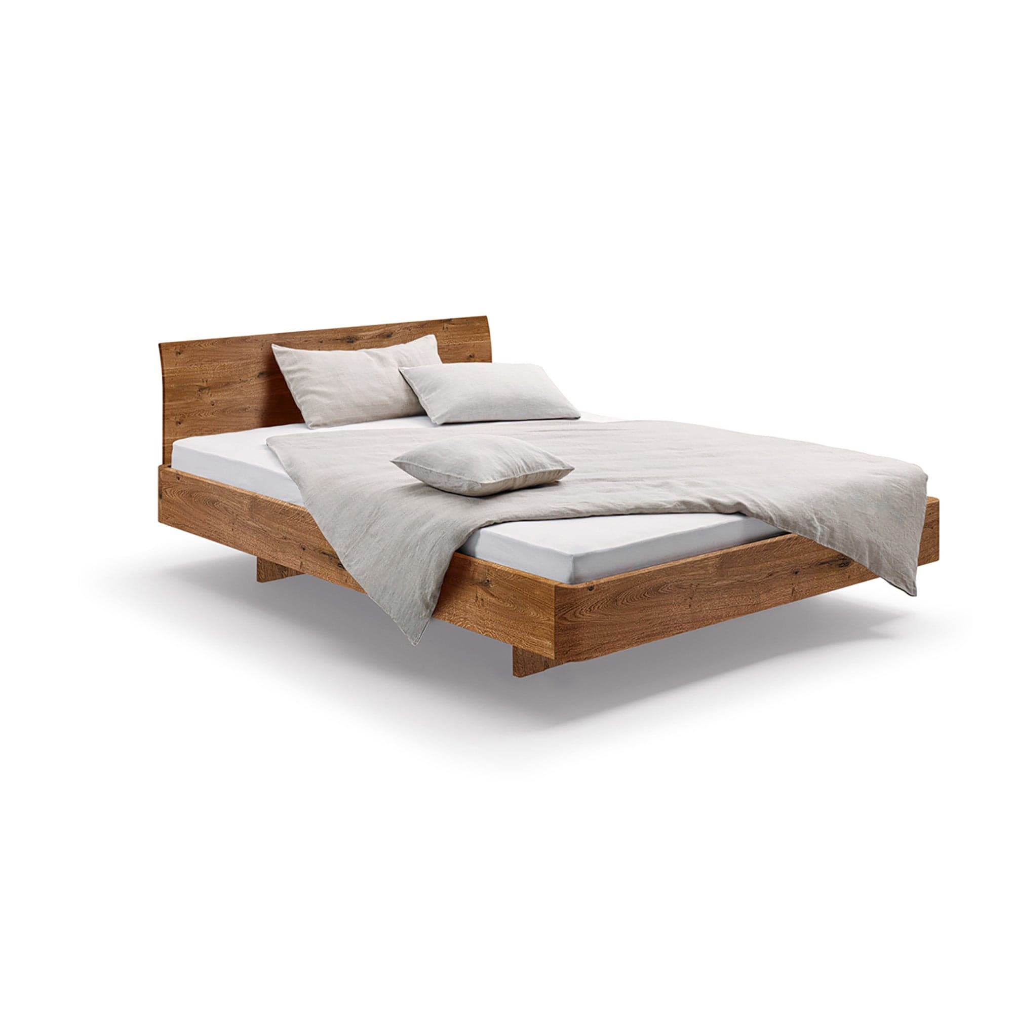 Hochwertiges Designer Bett mit biologischer Oberfläche in Eiche