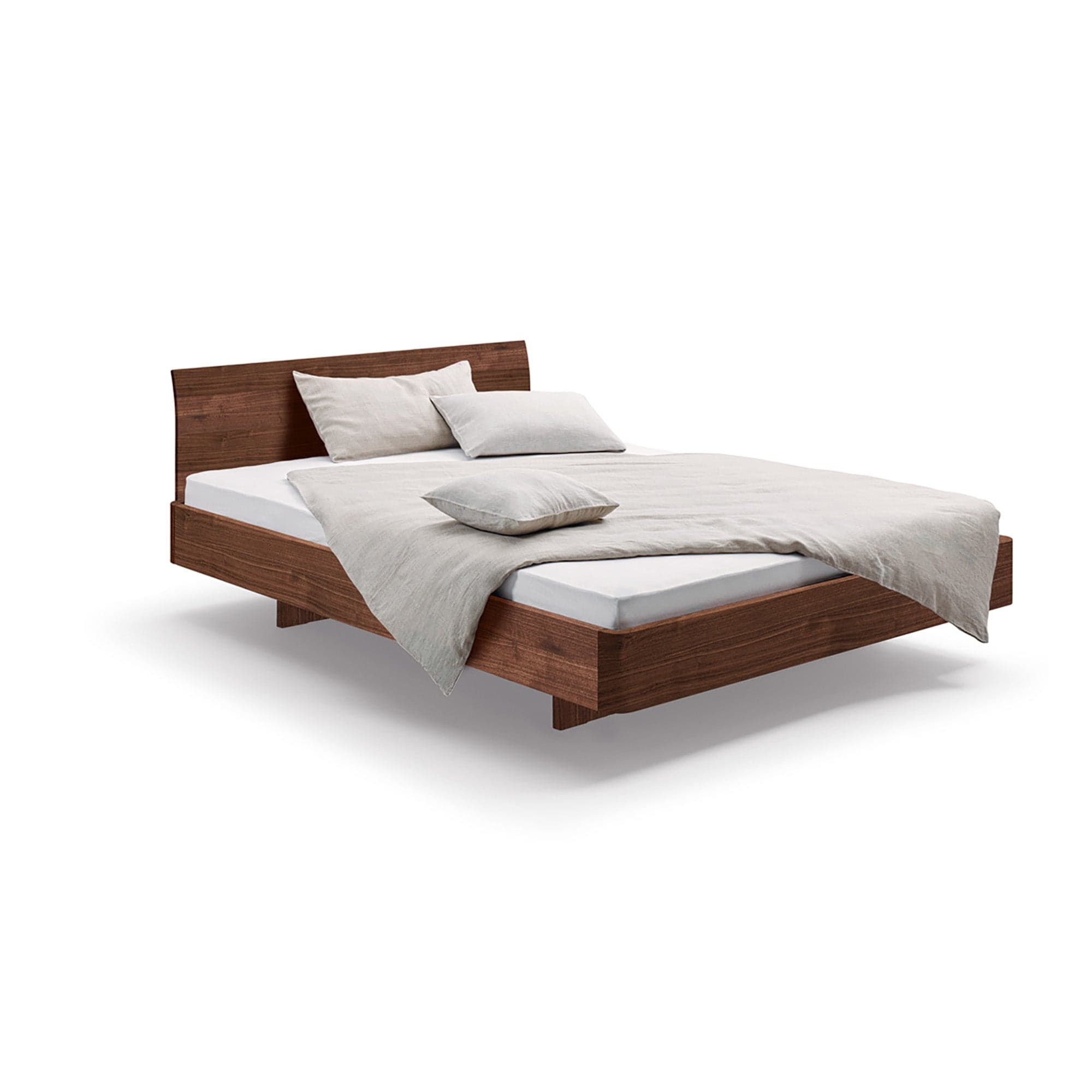 Design-Schwebebett aus Nussbaum mit biologischer Oberfläche in Kingsize Größe