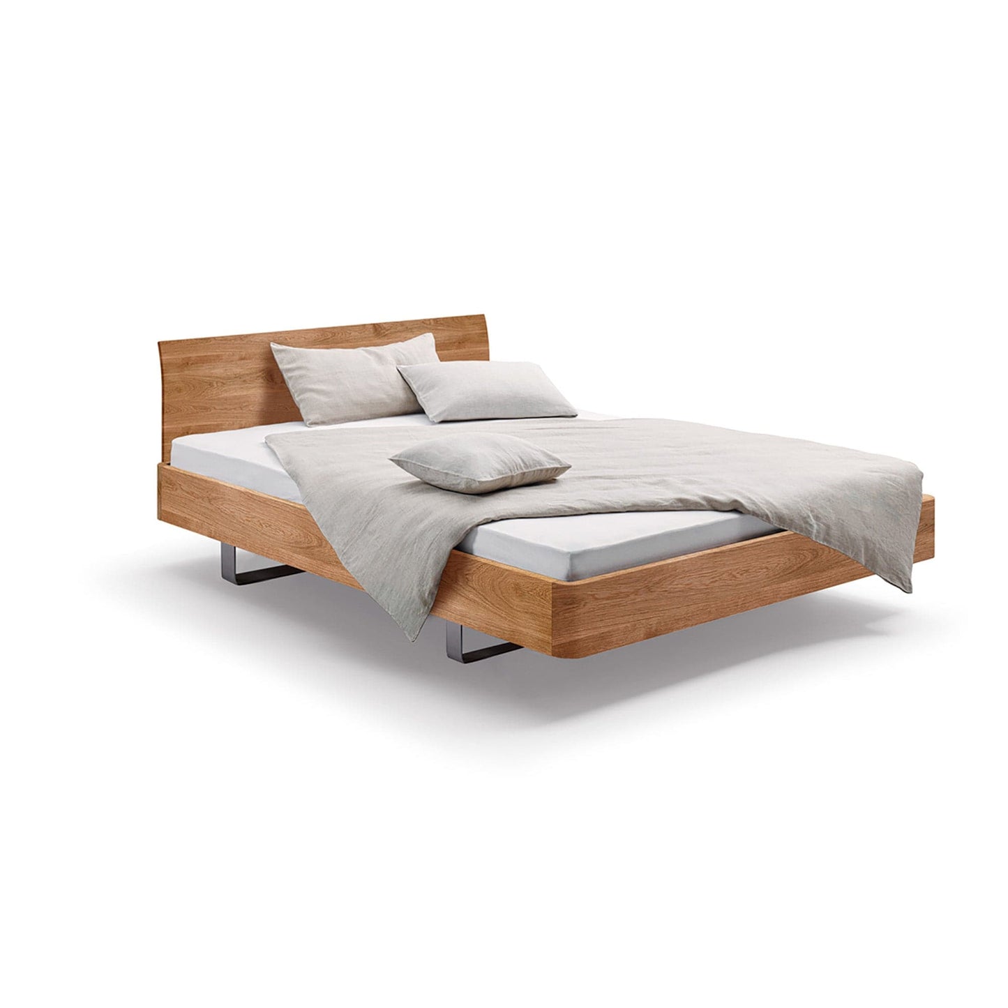 Design Bett COM:CI aus Eiche Vollholz mit Edelstahlkufen