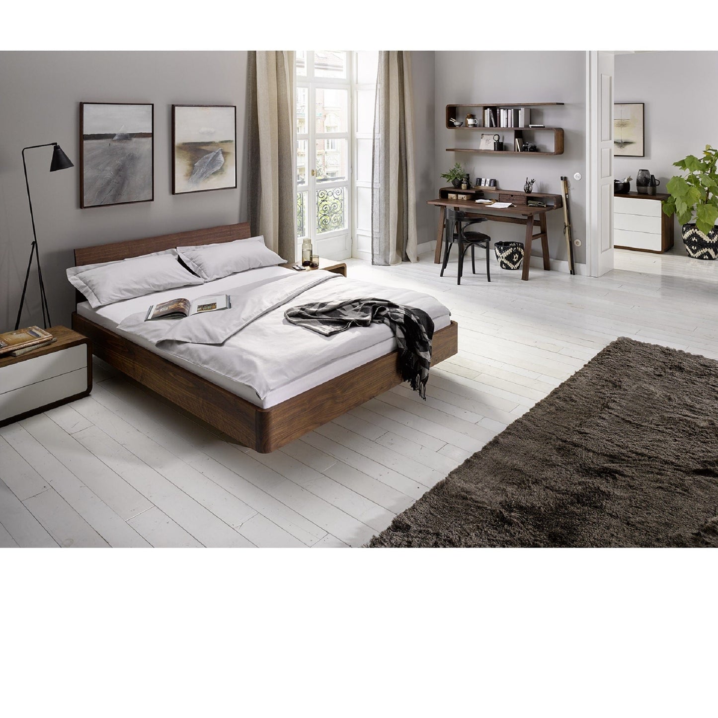 Holzmanufaktur Bett COM:CI-XL Massivholzbett Wildnuss 180 x 200 cm