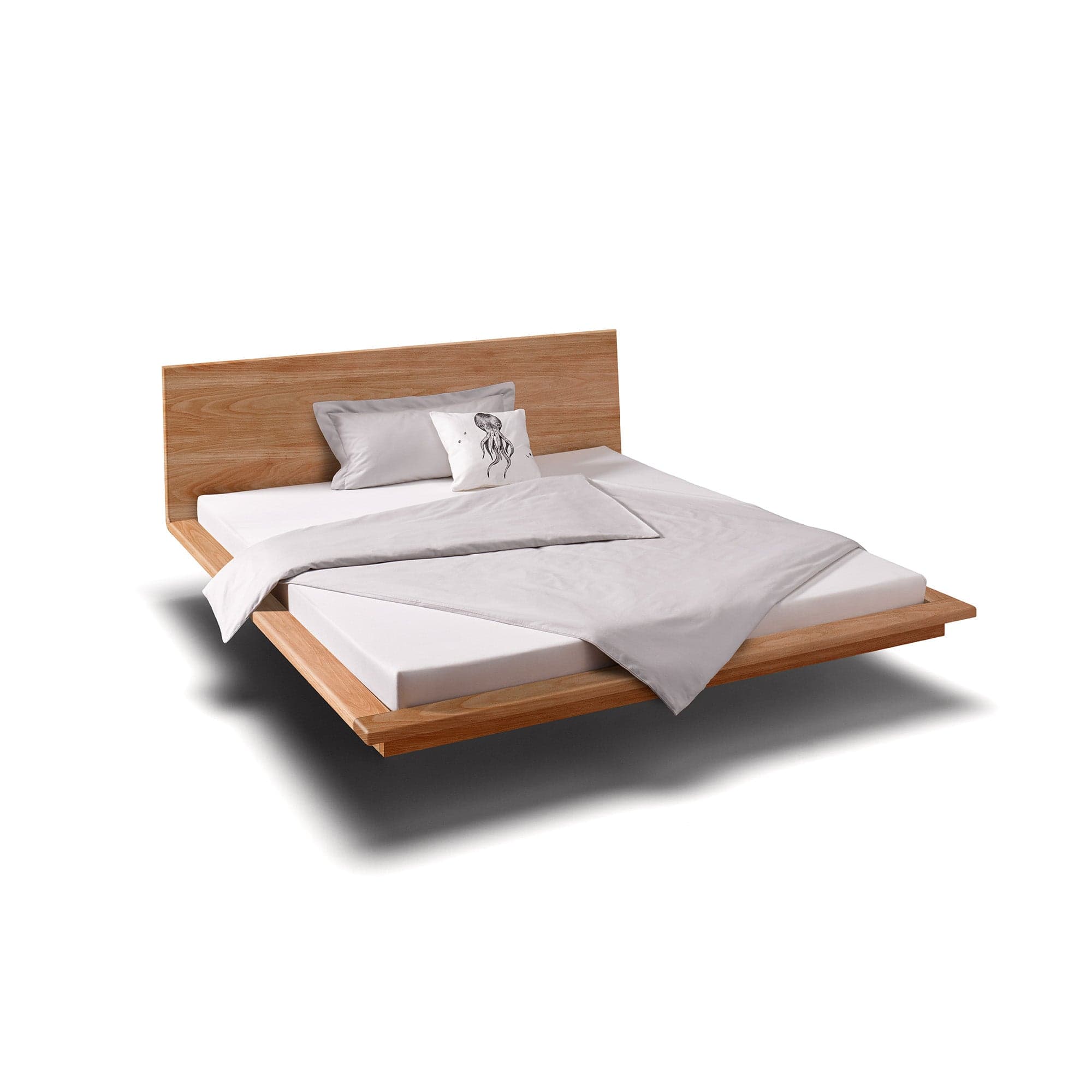 schwebendes Designer Holzbett in Buche