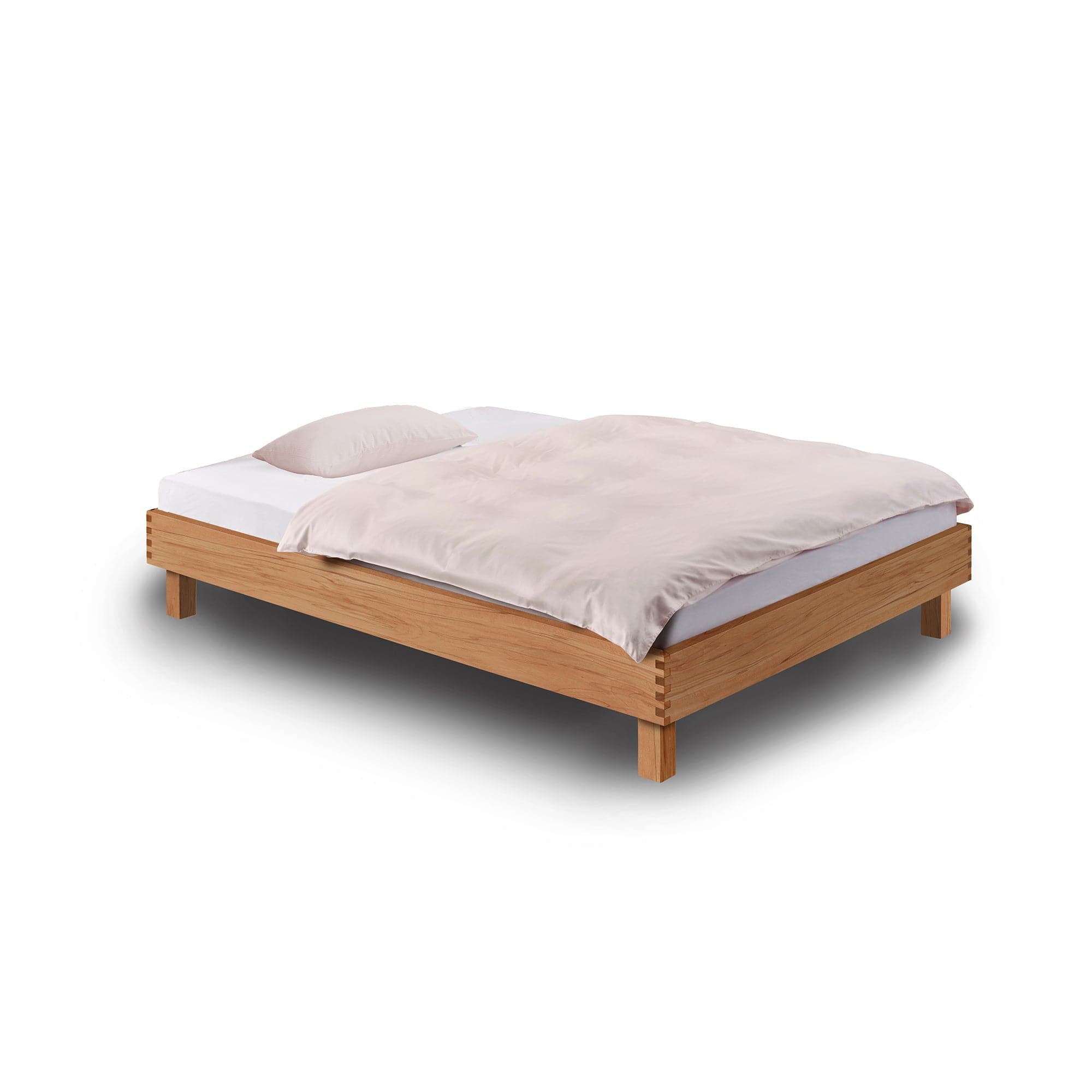 STEP-X Massivholzbett mi vielen Kopfteil- und Beinvarianten , hier in Kernbuche