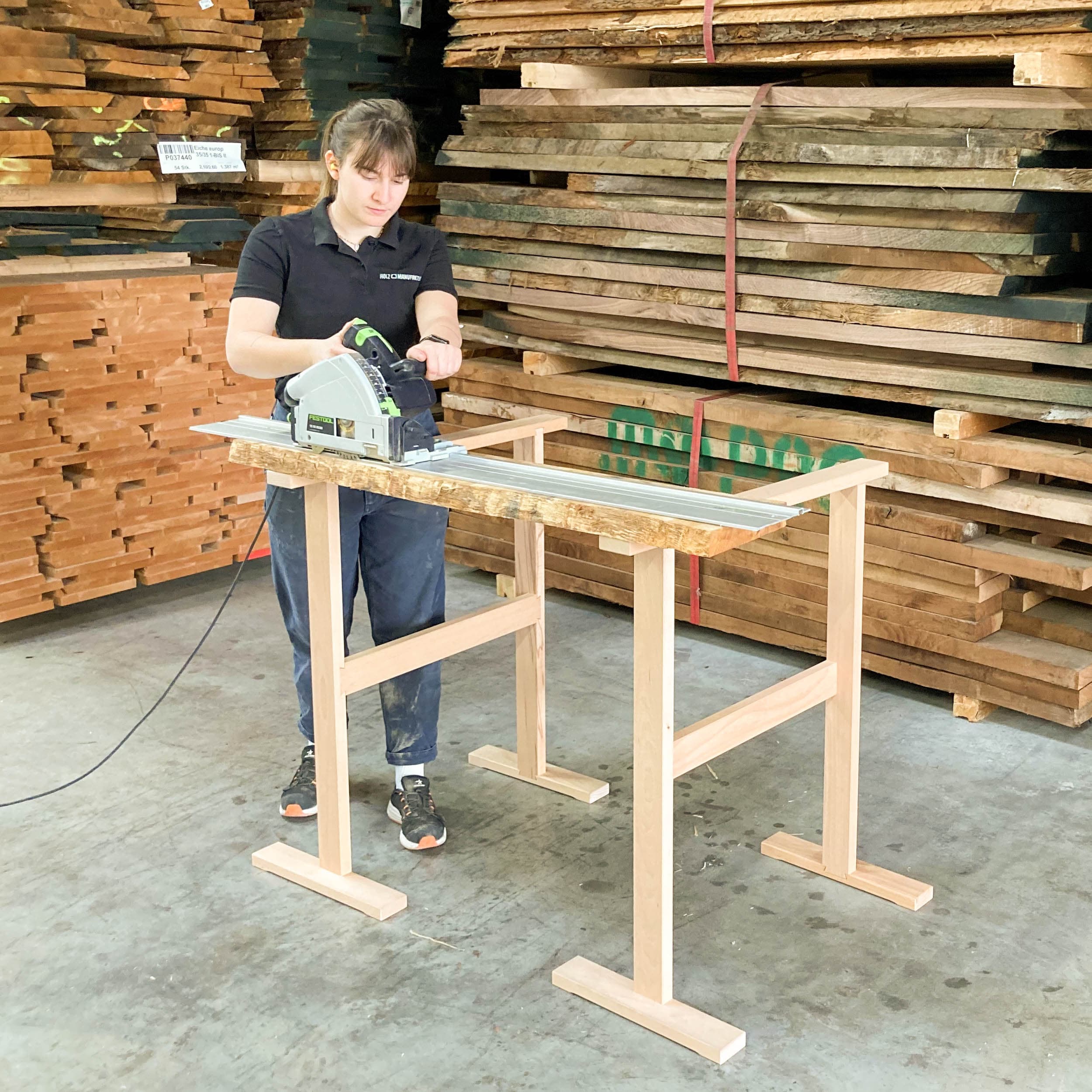 Arbeitsbock aus Holz Höhe: 90 cm (als Paar, zerlegbar)