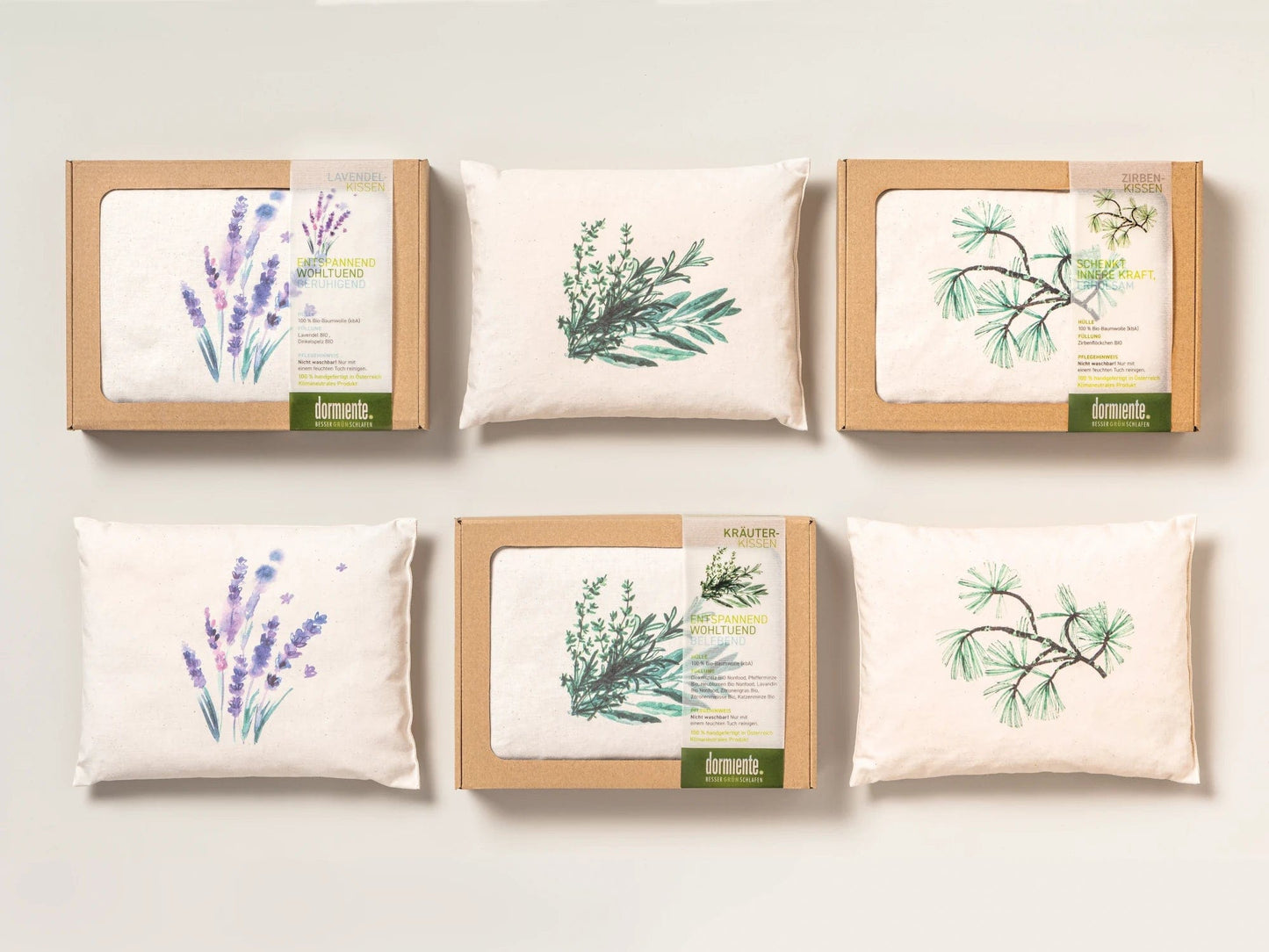 Dormiente Bio Duftkissen mit Lavendel, Zirbe oder Kräutern gefüllt