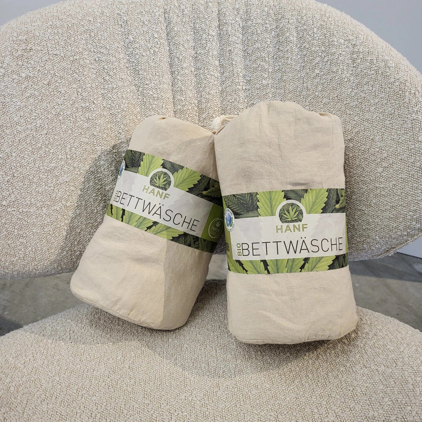 Bio Bettwäsche Set Hanf in den Farben hanf, grau, rosa, lindgrün