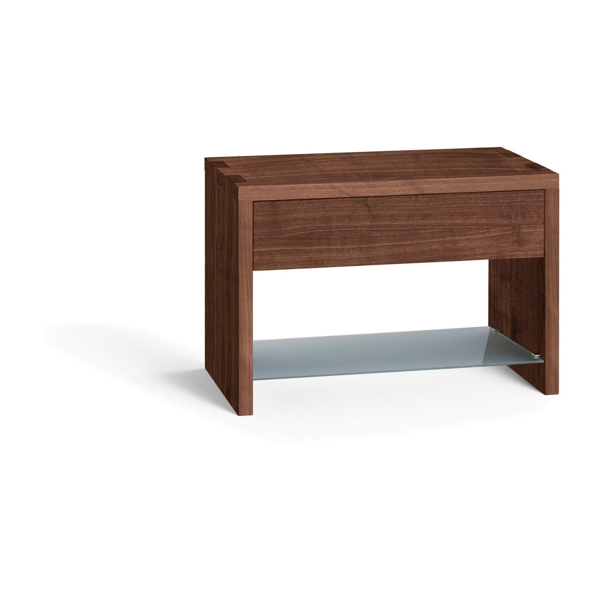 Holzmanufaktur NAP Nachttisch Schubkasten und Fachboden Nussbaum / 49.2 x 34 x 35 / Glasboden
