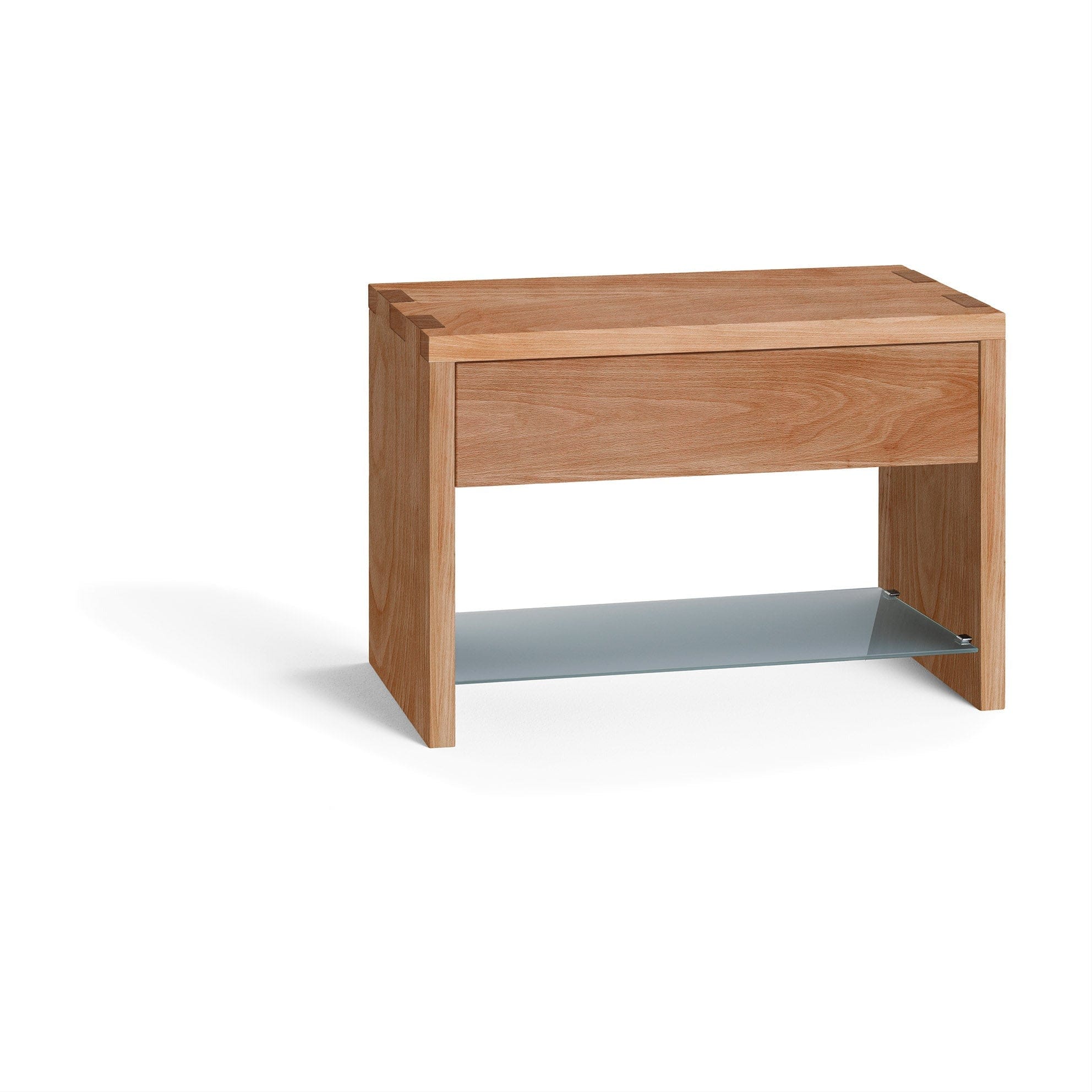 Holzmanufaktur NAP Nachttisch Schubkasten und Fachboden Buche / 49.2 x 34 x 35 / Glasboden