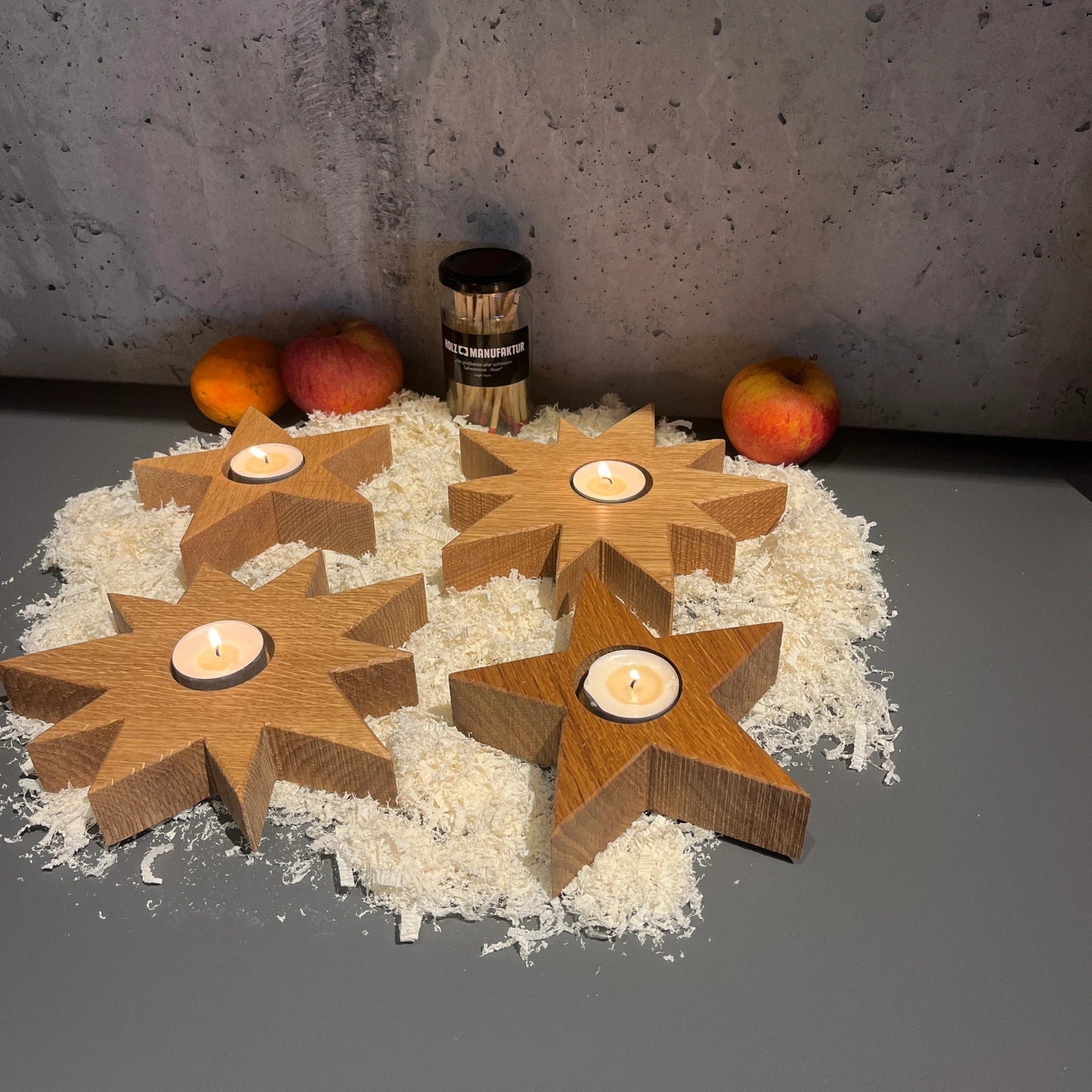 Holzmanufaktur Weihnachtsdeko Sternen-Adventskranz Eiche