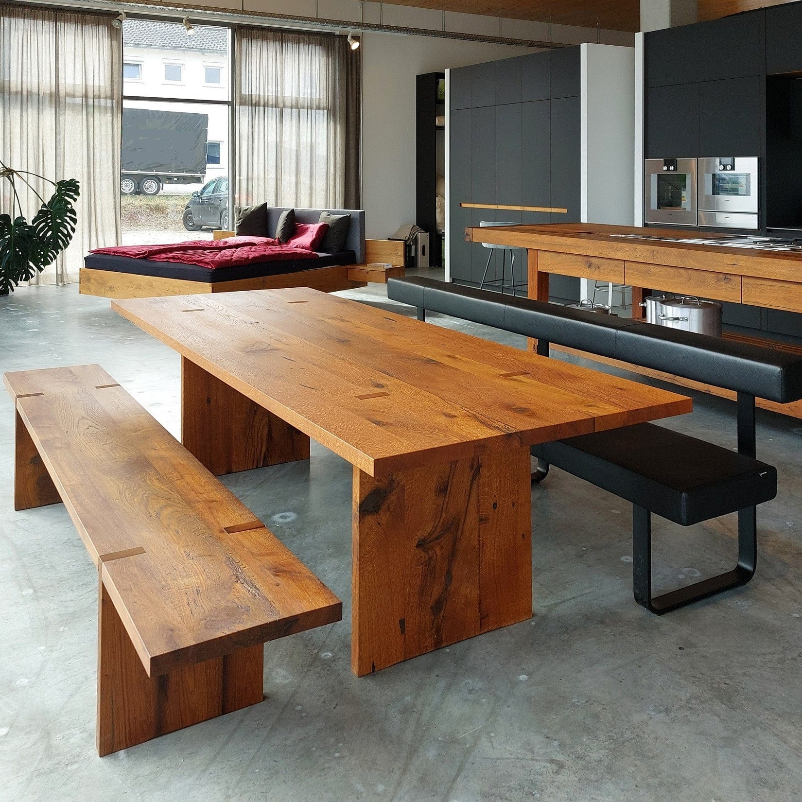 Holzmanufaktur Bank ZEN/10 Massivholzbank Alteiche 260 cm