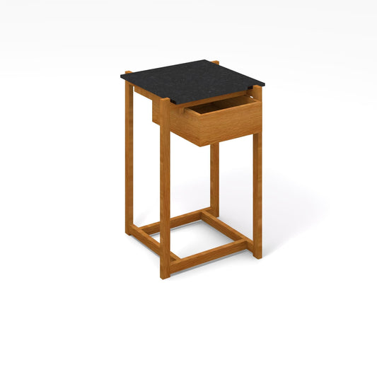 Holzmanufaktur Beistelltisch CONE Beistelltisch Holz & Granit mit Schublade