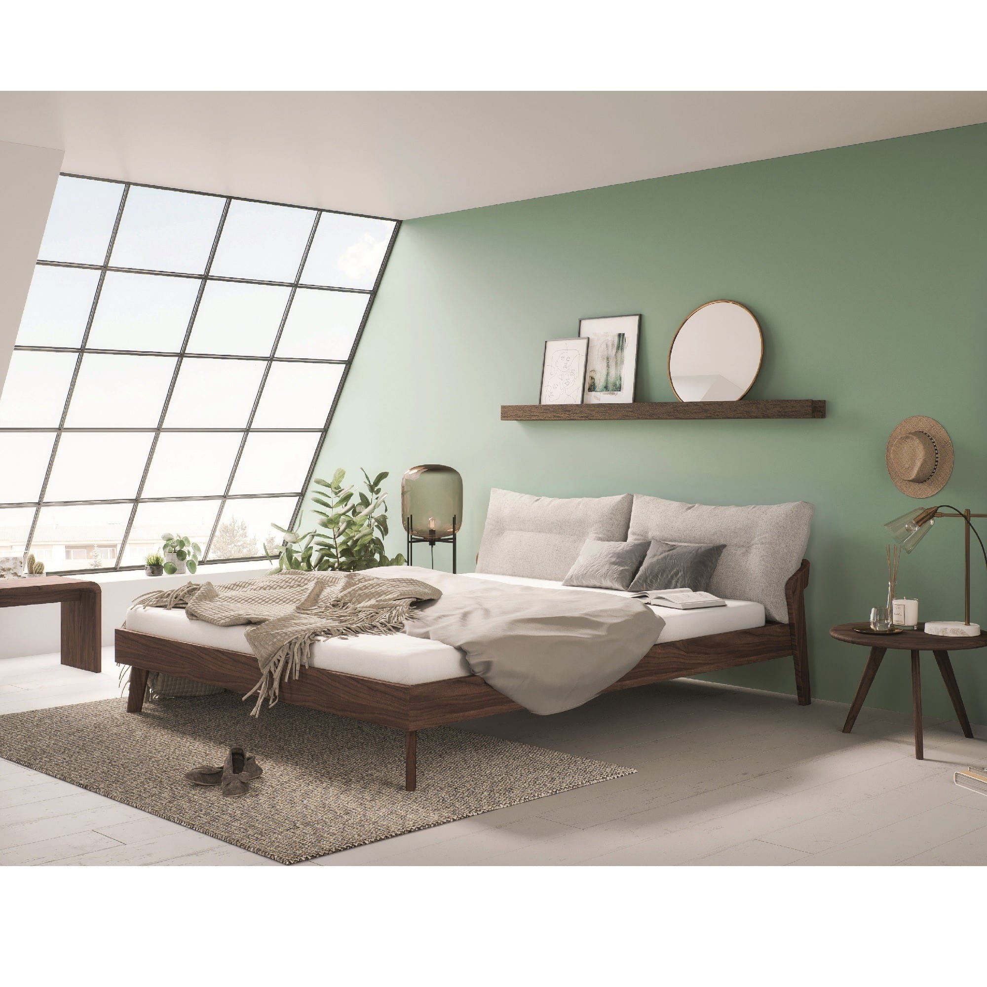 Designer Bettrahmen Aino mit Nachttischen im Schlafzimmer