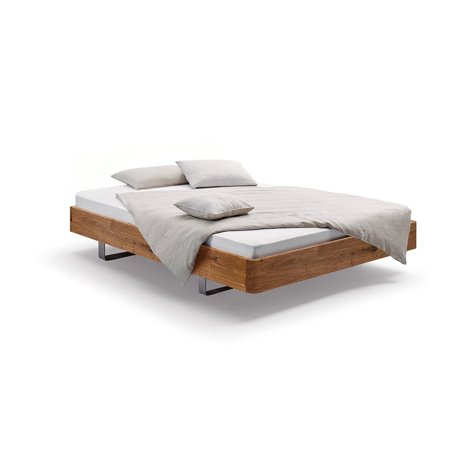 Holzmanufaktur Bett Com:Ci Massivholzbett auf Edelstahlkufen