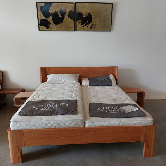 Holzmanufaktur Bett GIRO Bett mit Komforthöhe, Kernbuche 180x200 cm, metallfrei