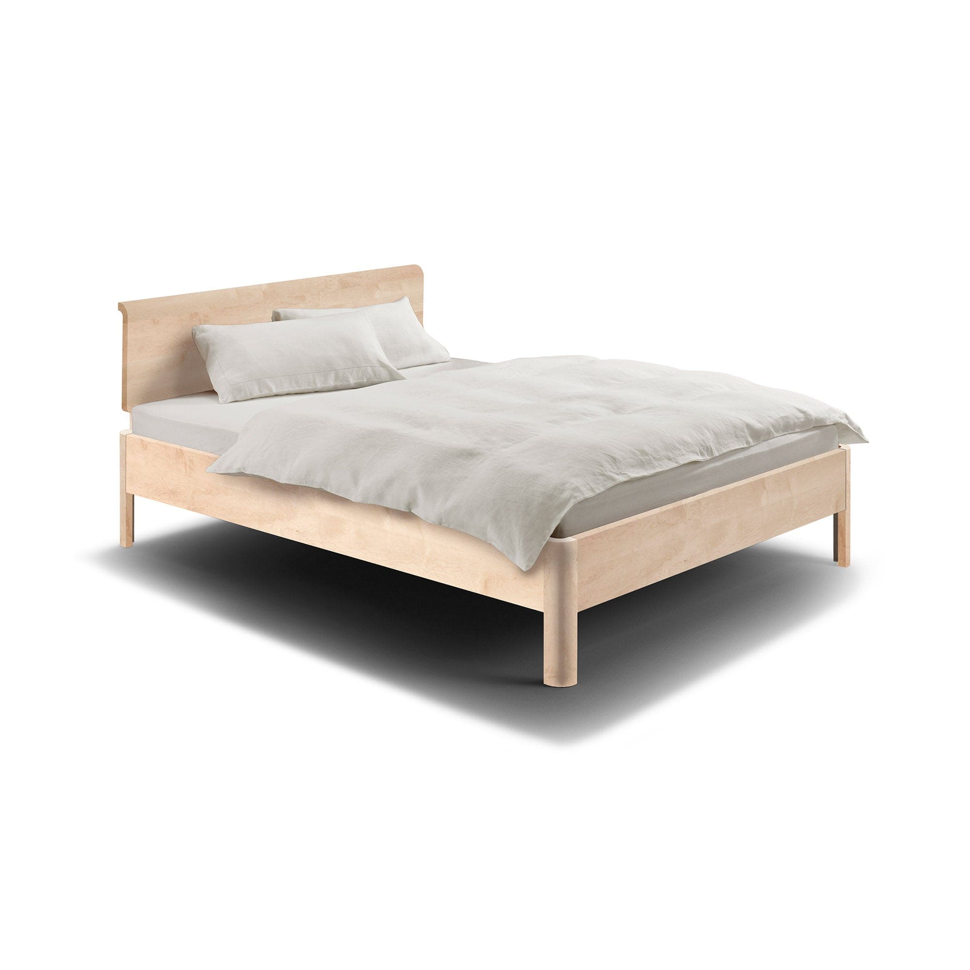 LOOP: metallfreies Naturholz Bett 160x200 cm in Ahorn, ein Klassiker der Holzmanufaktur in Komforthöhe.
