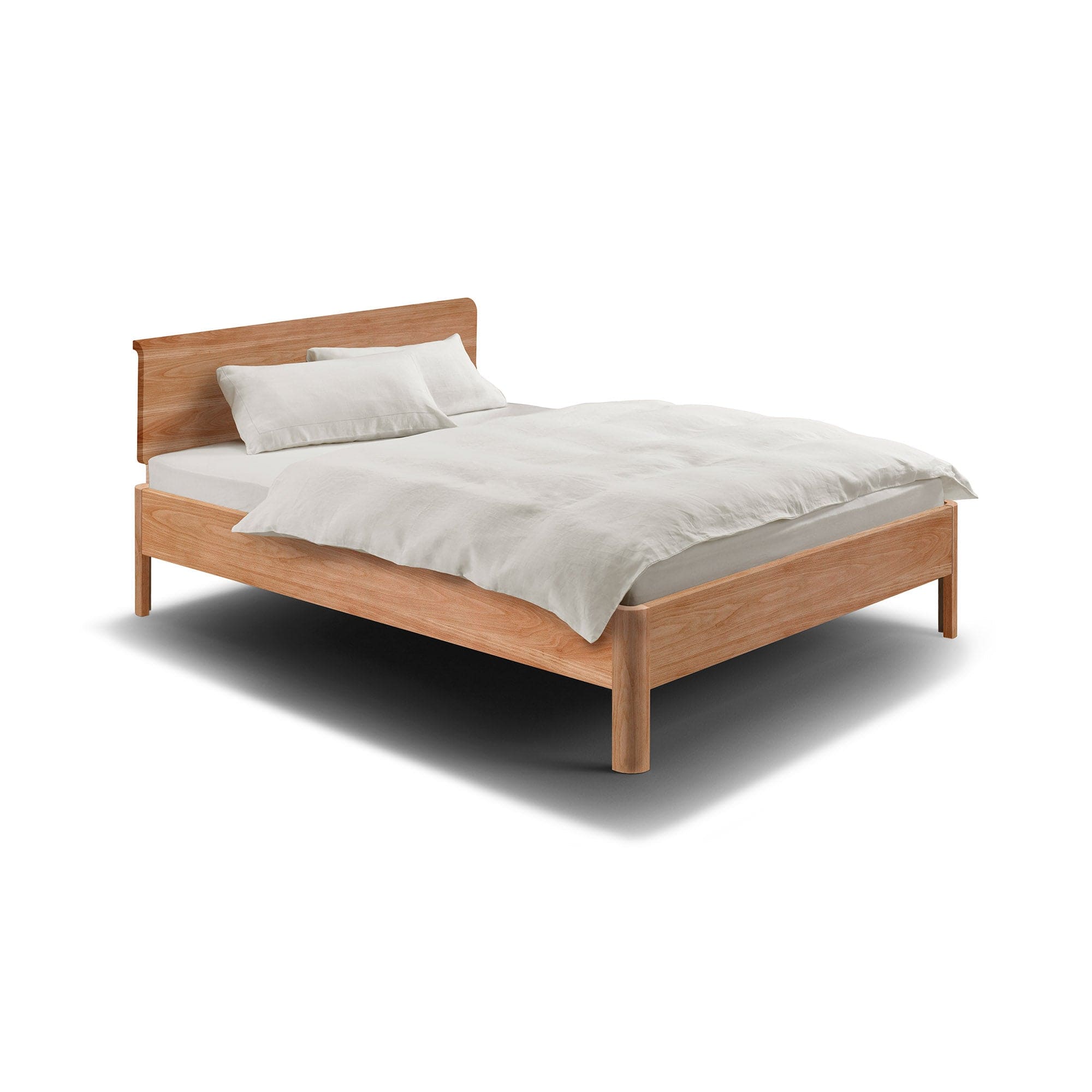 LOOP: metallfreies Vollholz Bett 120x200 cm in Buche, ein Klassiker der Holzmanufaktur in Komforthöhe.