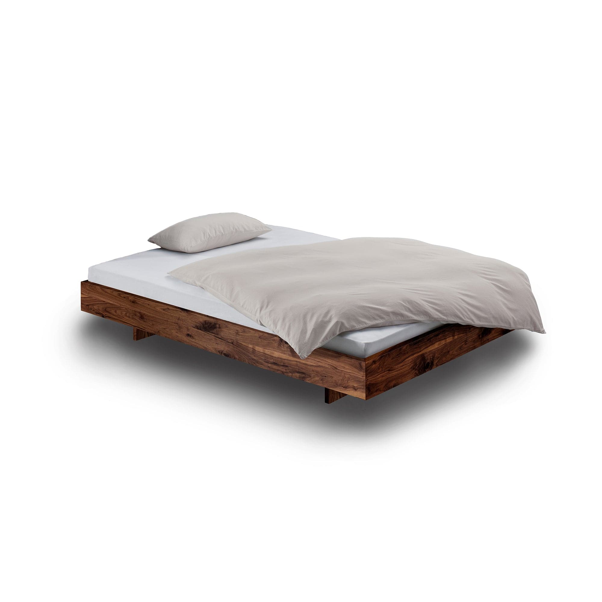 STEP-G Massivholzbett ohne Lehne aus Wildnuss