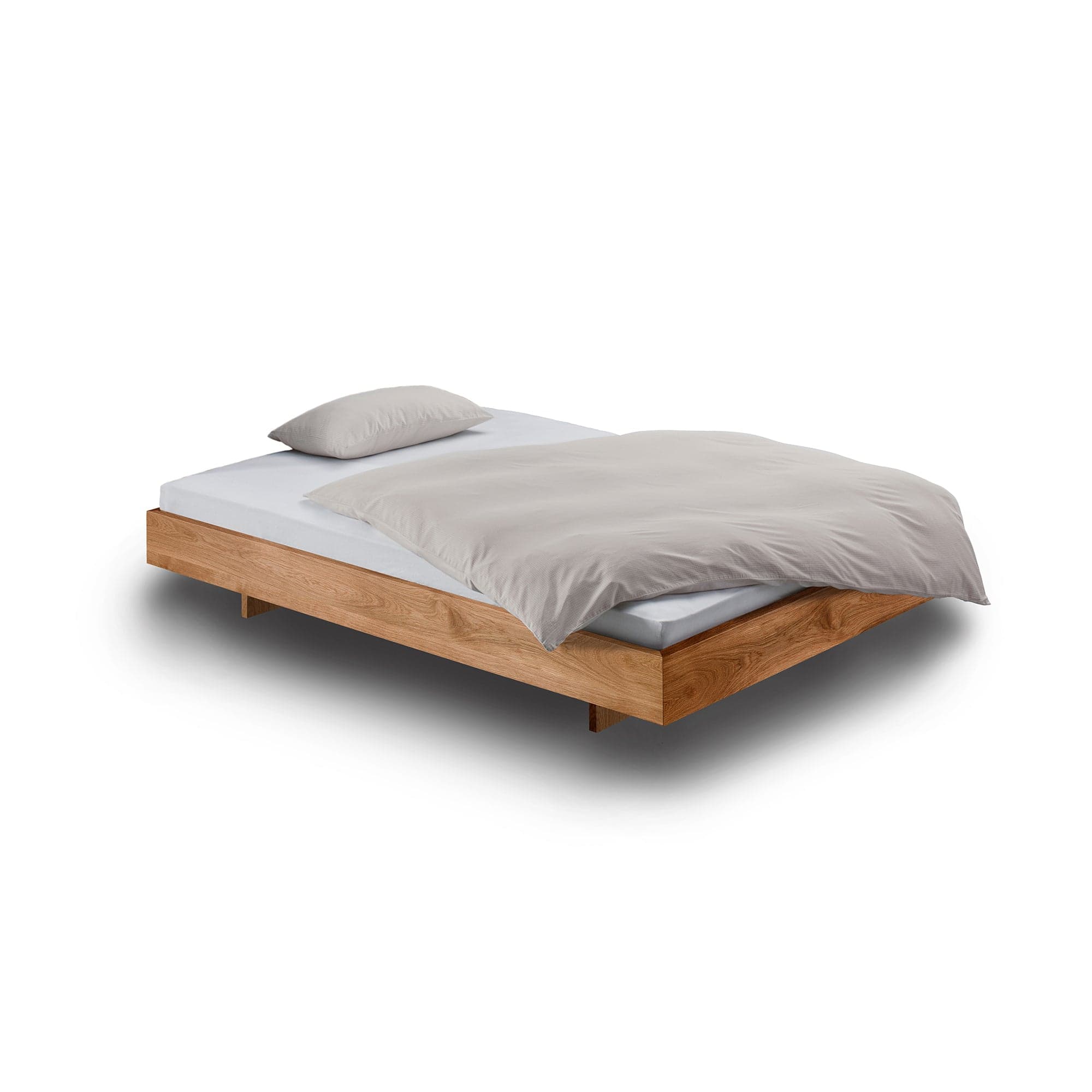 STEP-G Pure Massivholzbett auf Holzkufen ohne Rückenlehne aus Eiche