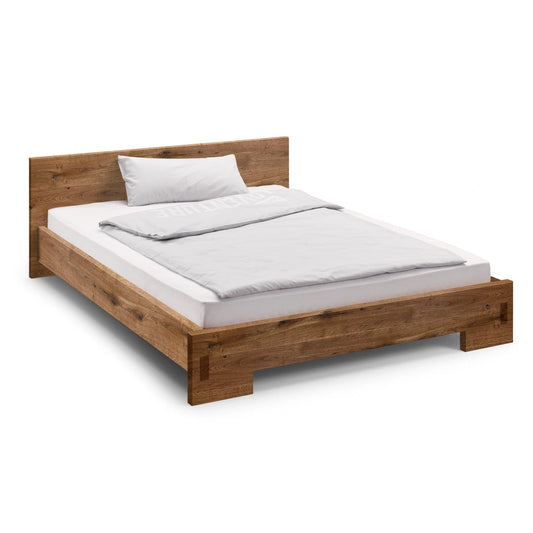 Bett aus Massivholz 140x200 cm, Wildeiche Massivholzbett