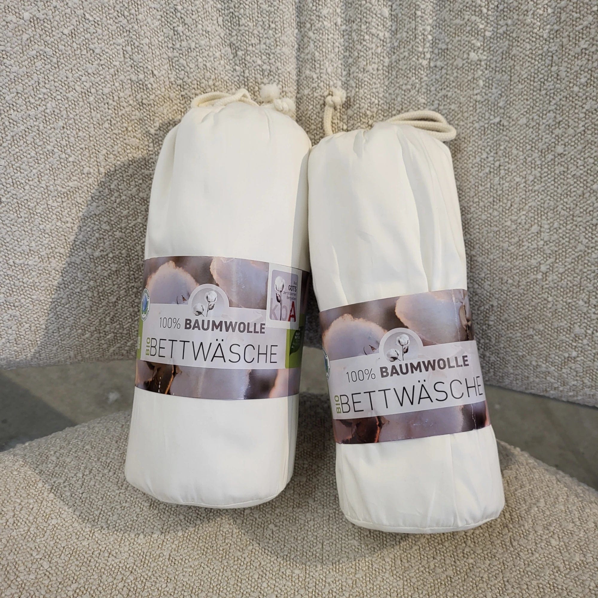 Bio Bettwäsche Set Baumwolle in den Farben weiß, natur, taupe, grau, blau