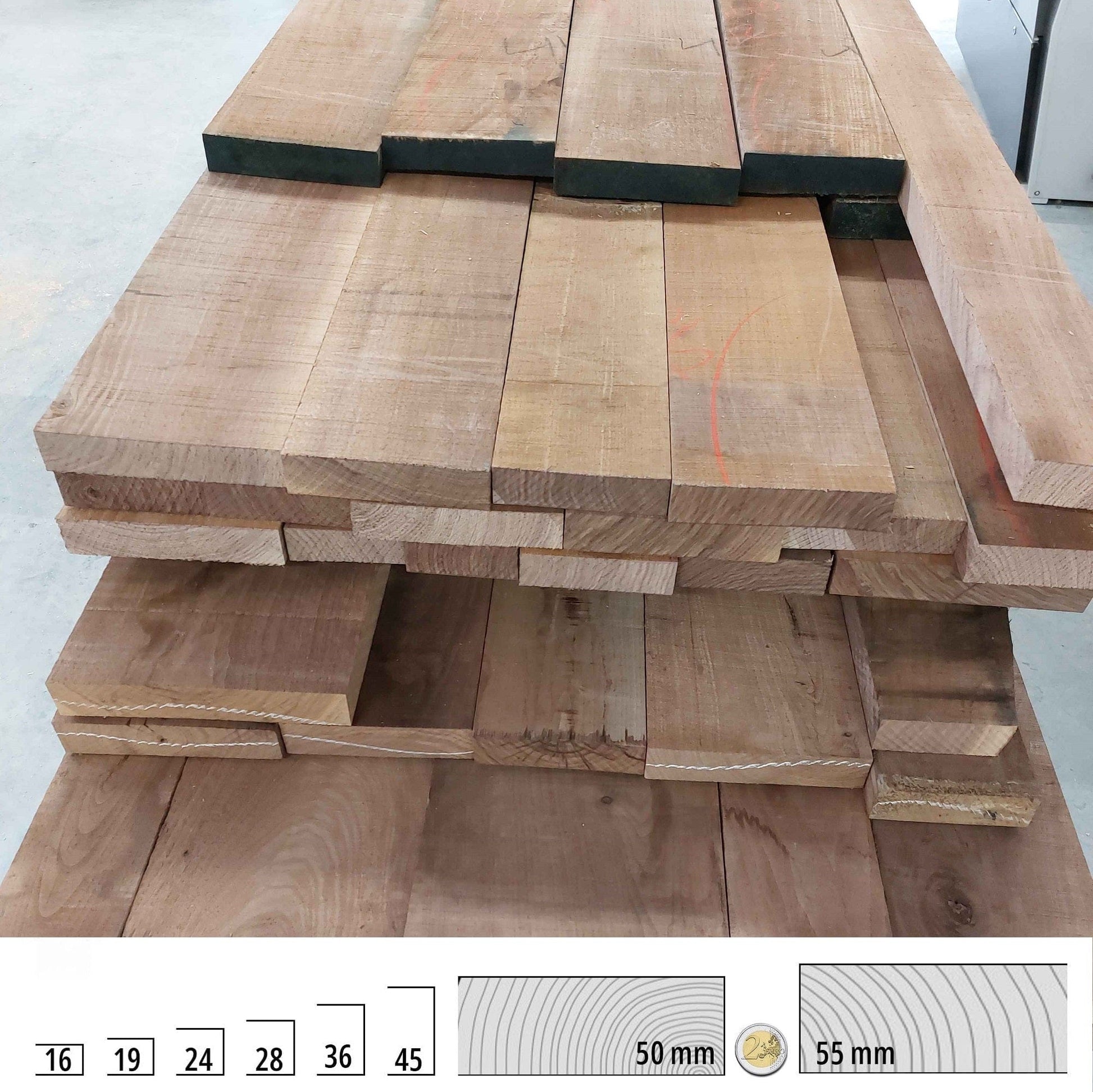 Holzmanufaktur Schreinerholz Wildnuss Dicke 50 und 55 mm