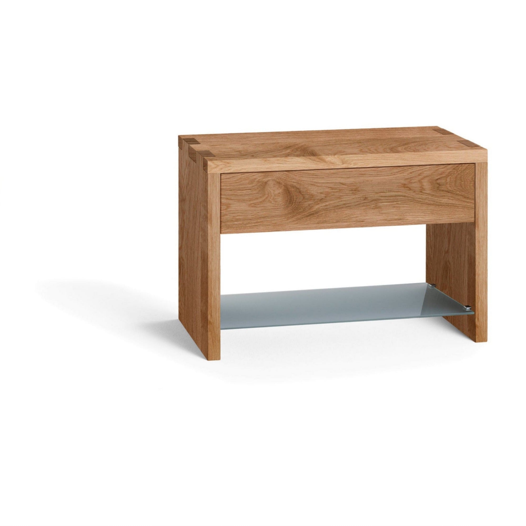 Holzmanufaktur NAP Nachttisch Schubkasten und Fachboden Eiche / 49.2 x 34 x 35 / Glasboden