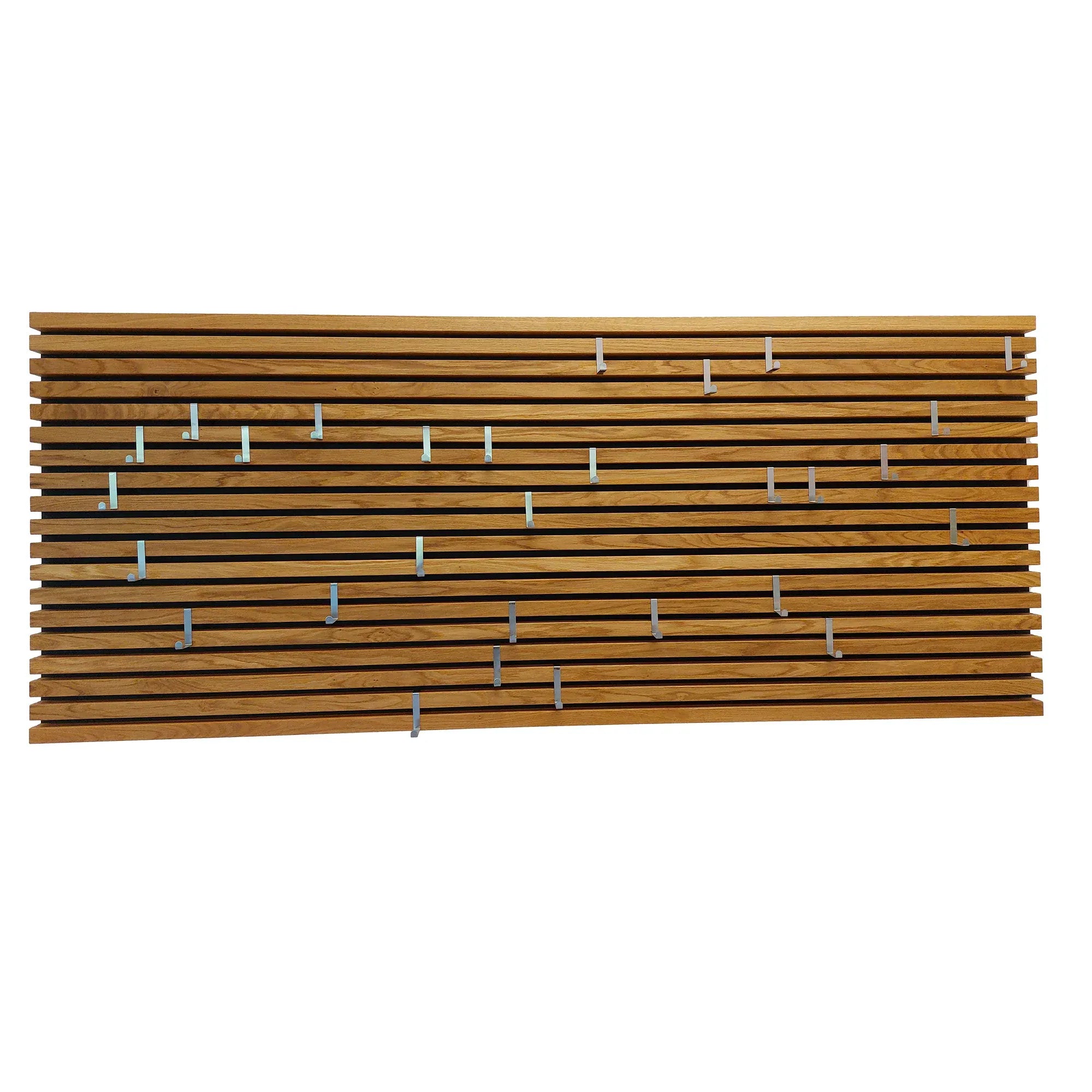 Garderobenpaneel aus massivem Eichenholz mit Kleiderhaken aus Edelstahl